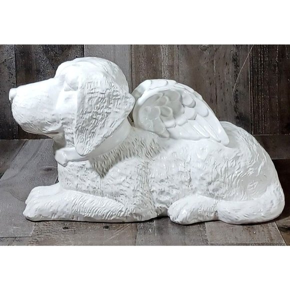 handmade Other - LARGE 15" LAYING LABRADOR PUPPY DOG GUARDIAN ANGEL STATUE SCULPTURE CERAMIC